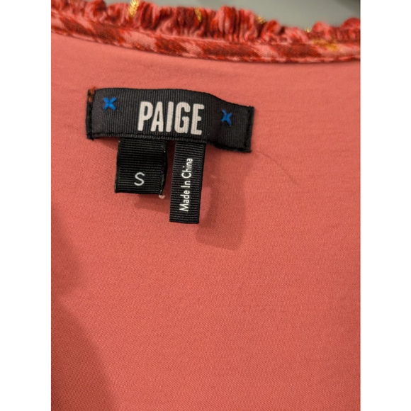 Women's PAIGE Red Gold Patterned Blouse S - Picture 3 of 5